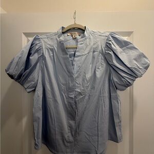 Catherine Malandrino Sky Blue Puff Sleeve Blouse